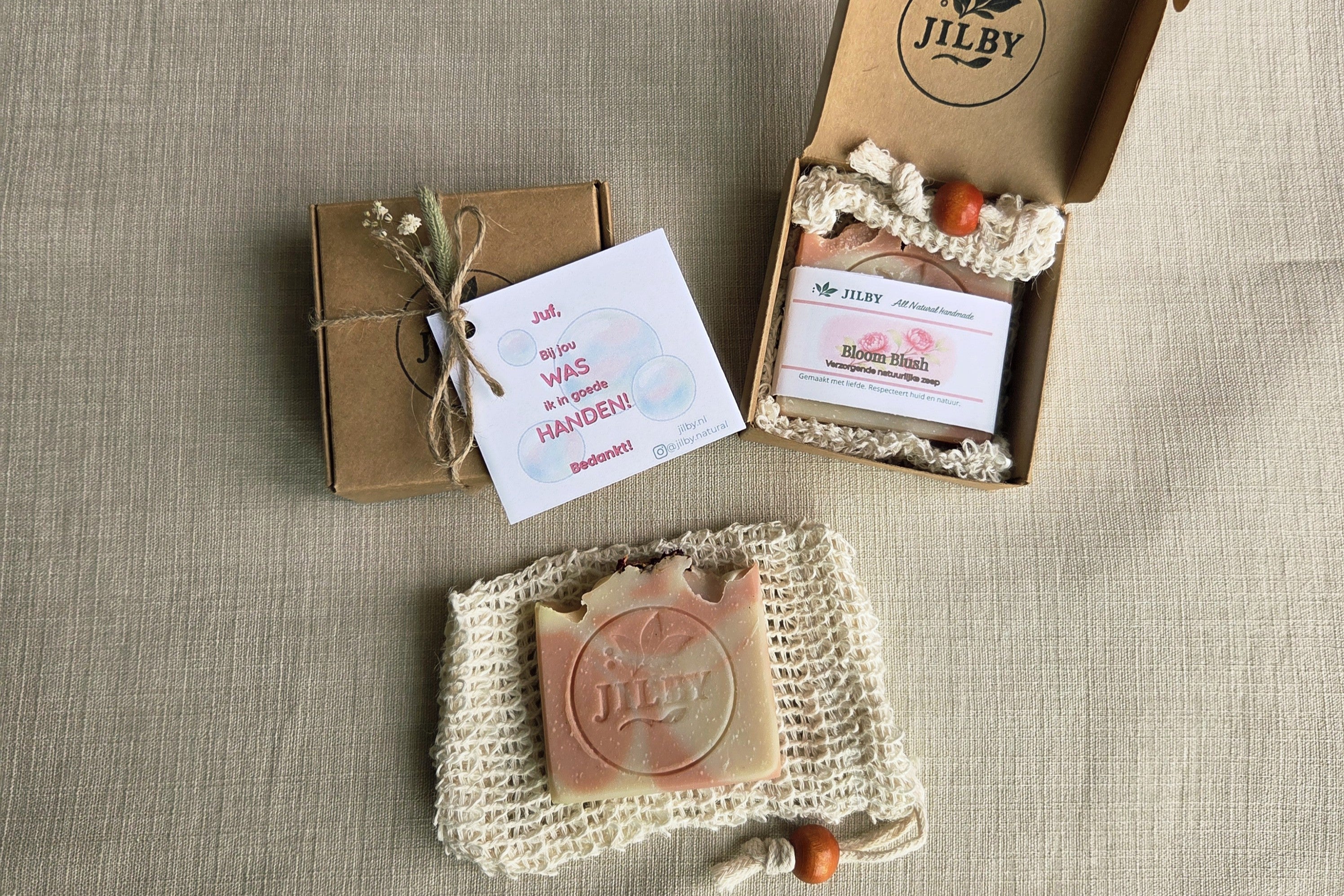 Juf Bedankt Cadeauset, Zeep Bloom Blush & Soap Saver Bag